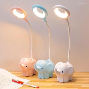 Lâmpadas de mesa elefante elefante elefante LED lâmpada Lâmpada Dormitório Tipo 3 Temperatura de cor Ajuste Atendimento de proteção ocular multifuncional ajustável Aprendizagem