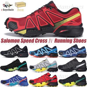 Salomon Speed ​​Cross 4 CS Mens Running Shoes Men Blue Orange Red Blued Redy Fluorder Fluorescent Sneakers Outdoor Sports Sneakers 40-46