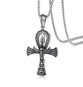 Punk Street Key To Life Egypt Cross Halsband f r m n Medeltiden Rostfritt st l Totem Scarab Ankh Pendant Smycken PN10382872910