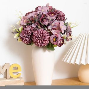 Decorative Flowers Artificial Silk Foam Hydrangea Bud Flower Family Wedding Party Bride Holding Fake Indoor Holiday Decoration