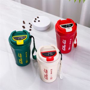 304 Stainless Steel Thermos Intelligent Coke Coffee Mugs Office Water Bottles Car Traveling Cups Double Vacuum With Rubber Bottoms and Lids Express A0034
