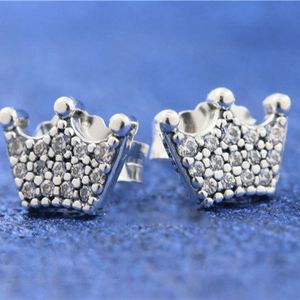 Brincos de prata esterlina 925 Enchanted Crowns Stud Encaixam-se na Europa Estilo Pandora Joias Brincos da moda