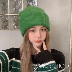 Berets &Dolphin Korean Simplicity Hat Ins Lovely All-match Colorful Wool Solid Color Winter Autumn Warm Soft Strip Knitted Cap