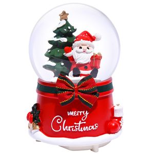 Dekorativa föremål Figurer Santa Claus Crystal Ball Music Box Ornament Octave Automatisk Rotation Snow Children Christmas Gifts 221203