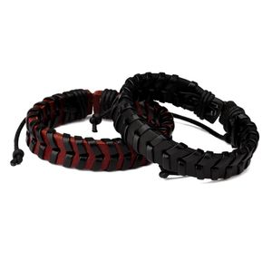 Fashion Men Charm Lederen armbanden Handgemaakt ontwerp Hip Hop sieraden Punk vulstukken Heren gevlochten touw Bracelet2003332