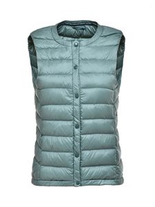 Gilet da donna Gilet da donna in piumino d'anatra bianco Gilet con bottoni ricoperti ultraleggeri Gilet autunno inverno senza maniche in piumino soffice 221202