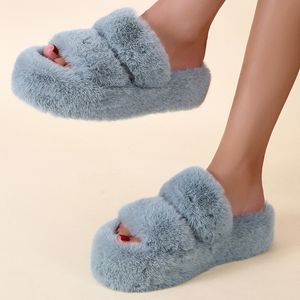 Slippers Moda Mulheres Fluffy Winter Warm Woman Plata