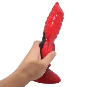Liquid Silicone Animal Wolf Dildo Colorful Green Blue Red Realistic Dog Penis Toys for Women Lesbian Knotted Dildos Sex Shop2215