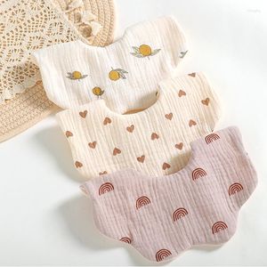 Hair Accessories Baby Feeding Bibs 360 Degree 6 Layers Cotton Yarn Petal Infants Print Saliva Towel Born Toddler Soft Burp Cloth Kid Bib