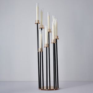 Metal Candelabra 8 Kafa Spiral Şamdan Şam Tutucular Düğün Masa Centerpieces Çiçek Yolu Kurşun Parti Dekorasyonu