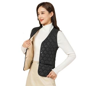 Gilet da donna Moda coreana Gilet senza maniche rosa nero per l'autunno Inverno Abiti interni Caldi Casual Office Lady Scollo a V 221201