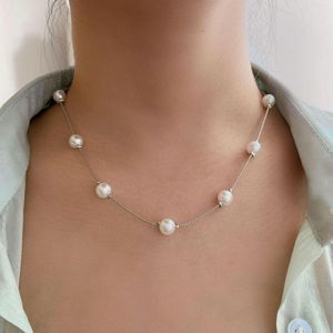 Gerdanlık moda kolyeleri kadın simüle inci takı kolye yaka Bijoux femme ince zincir tıknaz süt