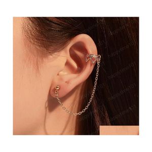 Stud Fashion Jewelry Single Piece Chain Earring Crown Long Tassel Earrings Drop Delivery Dhviz