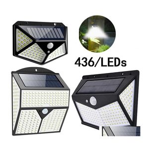 Luzes de parede solar 436 LED Pir Motion Sensor Light Outdoor Imper imperme￡vel l￢mpadas de seguran￧a Luzes de chumbo para jardim deco otjix
