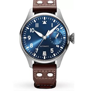 Orologio da uomo di lusso Waterproof automatico Meccanico Meccanico in vetro in pelle marrone argento blu orologio da polso sportivo