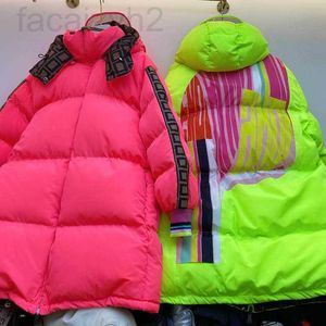 Men's Down & Parkas designer 21ss Mens -coat Fashion Print Fluorescent Color Double Sided Keep Warm Jacket Winter Detachable Hood Loose Coats I07E