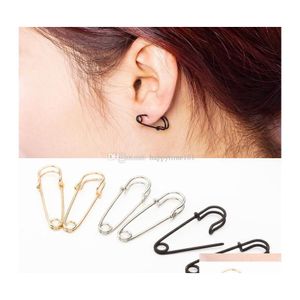 Stud Punk Kişilik Alaşım Güvenlik Pimi Ponksiyon Küpe Kadınlar için Hediyeler Hediyeler Küçük Piercing Ear Stud Sier Altın Siyah Renk Damlası Deli Dhowc