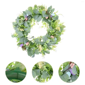 Flores decorativas Wrinalh Wreatch Spring Porta Spring Folhas de folhas Decoração Eucalyptus Garland Flor Indoors WallDecoration Boxwood Green