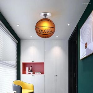 Pendant Lamps Bar Club Decoration Basketball Lamp Brown Ceiling Modern Hanging Fixtures Children Room Kid's Porch Light