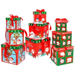 GREST PRESENTE 3PCS Big Christmas Box Decorações alegres para casa Tree de Natal Crianças Cadeiras de Pacote Papaco