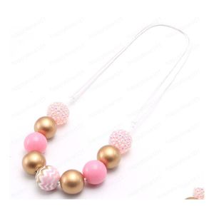 Pendant Necklaces Pink Gold Color Chunky Beads Necklace Child Girls Adjustable Rope Fashion Jewelry Accessories Drop Delivery Neckla Dhzql