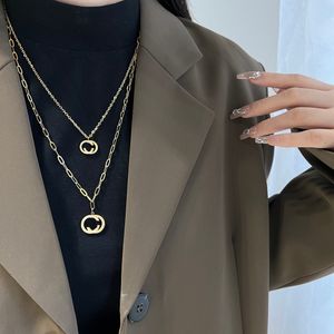 Pendant Gold-plated Necklaces Designer Women's Fashion Jewelry Senior Circle Letter Necklace Exquisite Long Chain