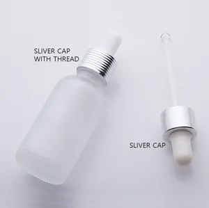 15 ml 20 ml Clear Frost Glass Droper Bottle Cosmetic eteriska oljeflaskor med guld silver svart mössa Bulkbestånd till försäljning