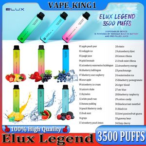 Elux Legend e Сигареты одноразовые вейп -ручка 3500 Puffs 2% 34 вкуса 1500 мАч батарея испаритель палочки патроны 10 мл предварительно заполненное устройство Pro Device Pro