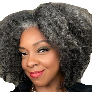 Fashion African American Human Hair Cotail Silver Silver Grey Coda Coda Extension Clip Acconciature Afro Curly 140G Afro Curly Acconciature.