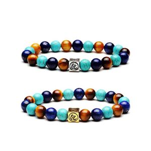 Braccialetti in pietra naturale con perline 7 Chakra Braccialetti Bracciale quadrato Sier Turchese Yoga Nce Perline Bracciale con preghiera di Buddha Gioielli da donna Dro Dhz9R