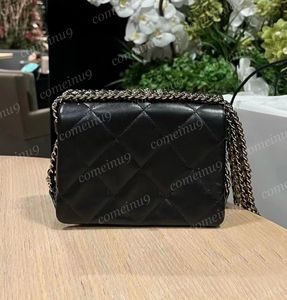 ممتازة أصلية الإبطية الفضية حقيبة 18 سم lambbskin mini crossbody الأكياس السود