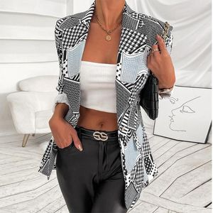 女性のスーツストリートウェア幾何学的パターン女性用のブレザージャケット