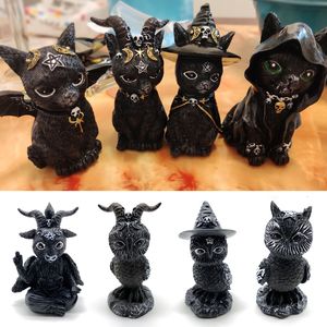 Decorative Objects Figurines Resin Figure Wizard Black Magic Cat Ornaments Table Art Original Gifts Cute Miniatures Home Decor 221203