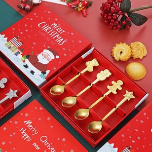 Decorazioni di Natale Merry per decorazioni per la casa Gingerbread Man Snowman Spoon Coffee in acciaio inossidabile 2023 Navidad Table stoviglie