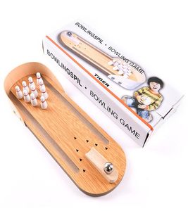 Mini Bowling Desktop Game Creative Miniatures Toys Wood Children Puzzle Innovative Toys Solid Wood Paternity Fun Ball4893294