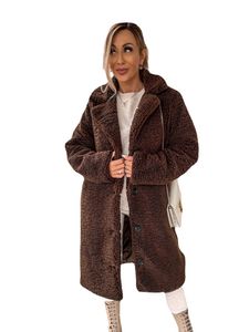 Kvinnor Wool Blends Winter Fleece Long Coats Sherpa Jacket Coat Ytterkl￤der Plus Size S-5XL