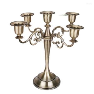 Decorazione per feste Metallo Argento / Oro / Bronzo / Nero Portacandele a colonna a 5 braccia Candeliere Candeliere Decorazioni per la casa Candelabri