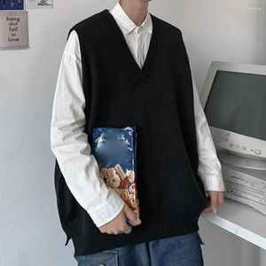 Men's Vests Knitting Trendy Oversized Winter Sweater Vest Preppy Style Men Autumn Sleeveless For Daily Wear