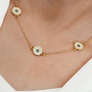 Zincirler Moda Daisy Kolye Kadınlar için Beyaz Altın Çiçekler Kolyeler Mücevher Mezuniyet Mezuniyet Anne Kardeş Hediyeler Bijoux Femme