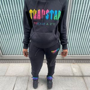 Herrspår 2023 Y2K överdimensionerade Trapstar London Rainbow Letter Hoodie Men Kvinnlig handduk Broderi Pullover Högkvalitativ tröjor 221201