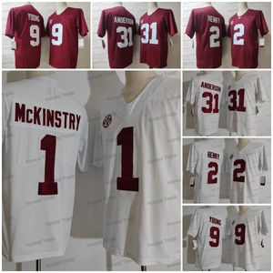 NCAA Alabama Crimson Tide Football Jersey 31 Anderson 9 Young 2 Genry Red White Mens Ed College Jerseys вышиты