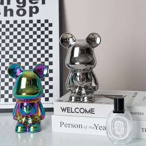 Decorative Objects Figurines Colorful Ceramic Bear Sculpture and Statue Piggy Bank Nordic Home Living Room Decoration Desk Accessories for Interior 221203