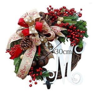 Decorative Flowers 30CM Christmas Letter Garland American Home Party Wedding Hanging Artificial Flower ChristmasTree Window Leaf Deco Craft