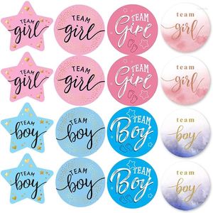 Party Decoration 60pcs Pink Blue Kön avslöja klistermärken Team Girl Girl Sticker Baby Shower Supplies Present Box Etikett