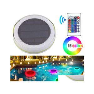 Undervattensbelysning Solar LED RGB Swimming Pool Light Garden Party Bar Decoration 16 Färg Byt IP68 Vattentät damm flytande lampa OTNSQ