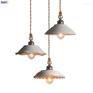 H￤ngslampor iwhd cement loft stil industriella lampor armaturer sovrum matsal vardagsrum vintage edison h￤ngande lampa led luminaria