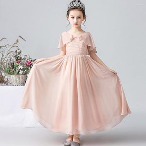Flickakl￤nningar Chiffon Flower Wedding Birthday Festy kl￤nning Cap Sleeve Kid Princess Pageant Gowns Junior Bridesmaid Dress