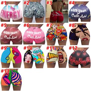 13 Farben Designer-Damen-Shorts, Yoga-Hosen, Sommermode, schlanke, sexy Trainingsanzüge, personalisieren Sie Muster, bedruckte Schlüpfer-Leggings