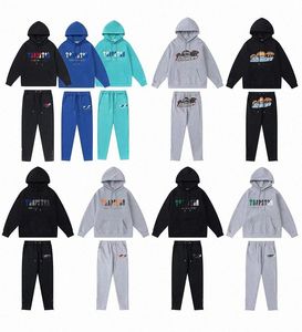 Designer Mens Trapstar Brodery Pull Tracksuits Rainbow Handduk Dekodning av huva Sportkläder Män och kvinnor Dragkedja Byxor