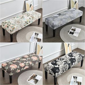 Tampas de cadeira Tampa floral Tampa de bancada estriada Piano Stool Retângulo El Bed Longo Protetor Slipcover Sala de jantar